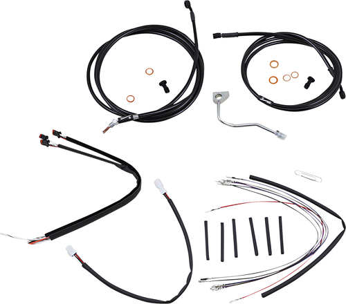 BURLY BRAND - B30-1181 - Complete Black Vinyl Handlebar Cable/Line Kit for Ape Hangers - 18" - ABS - '15-'16 FLTR
