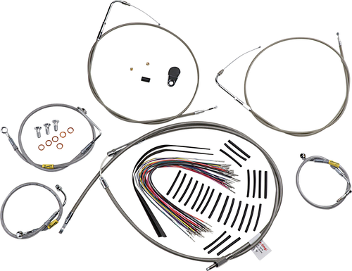 BURLY BRAND - B30-1293 - Control Kit for Early Touring Bikes with Bagger Bar Handlebars - 15" - Non-Cruise - Stainless