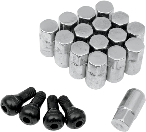 MOOSE OFFROAD - 0232-0209 - Lug Nuts with Valve Stems - 12 mm x 1.50 - Chrome - Tapered - 16 Pack