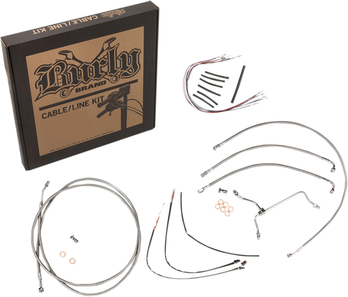 BURLY BRAND - B30-1152 - Handlebar Cable/Brake Line Kit - Complete - 14" Ape Hanger Handlebars - Stainless Steel