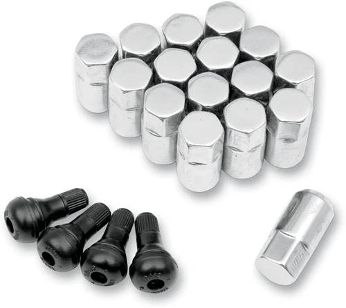 MOOSE OFFROAD - 0232-0207 - Lug Nuts with Valve Stems - 12 mm x 1.25 - Chrome - Tapered - 16 Pack