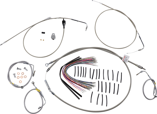BURLY BRAND - B30-1297 - Control Kit for Early Touring Bikes with Bagger Bar Handlebars - 15" - Cruise - Stainless