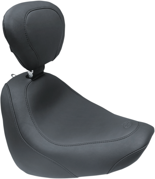 MUSTANG - 79336 - Seat - Wide Tripper Solo - with Backrest - Smooth - Black