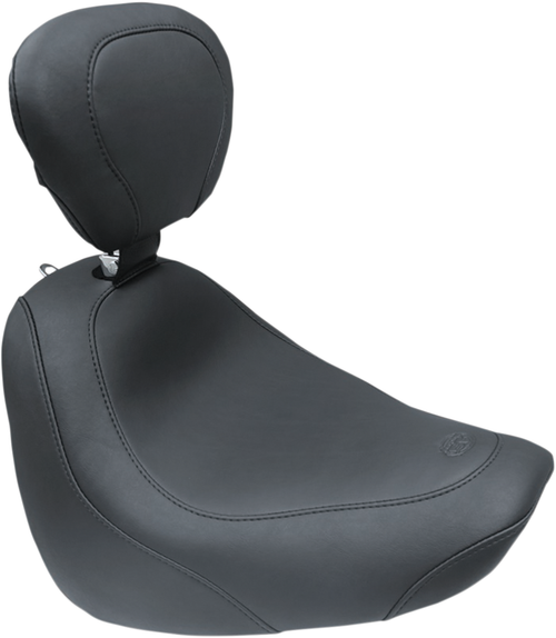 MUSTANG - 79336 - Seat - Wide Tripper Solo - with Backrest - Smooth - Black