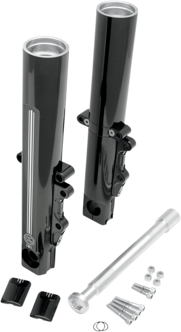 PERFORMANCE MACHINE (PM) - 0208-2056-BM - Fork Leg Kit - Black - Lower - Dual Disc - Contrast Cut - '08-'13