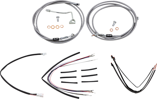 BURLY BRAND - B30-1163 - Complete Stainless Braided Handlebar Cable/Brake Line Kit - 18" Ape Hangers - '15-'16 FLTR