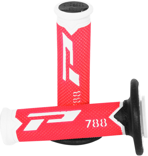 PRO GRIP - PA078800WRN - Cross Triple Density 788 Grips - White/Red/Black