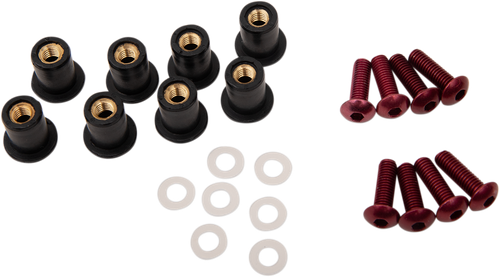 PUIG HI-TECH PARTS - 0957R - Windscreen Screw Kit - Red