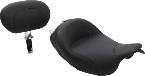 MUSTANG - 79600 - Wide Solo Seat - With Backrest - Vintage - Black - Smooth - FL '08-'25