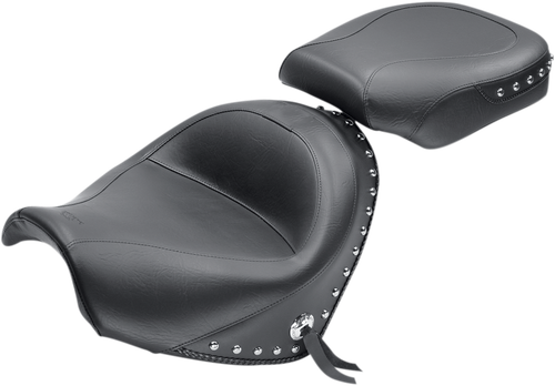 MUSTANG - 76060 - Seat - Wide - Touring - Without Backrest - Two-Piece - Chrome Studded - Black w/Conchos - Suzuki