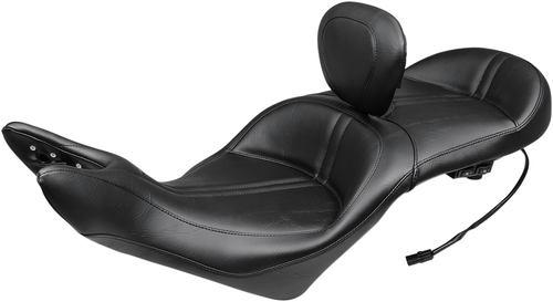 MUSTANG - 79723 - One-Piece Touring Seat - Heated - w/ Driver Backrest - Black