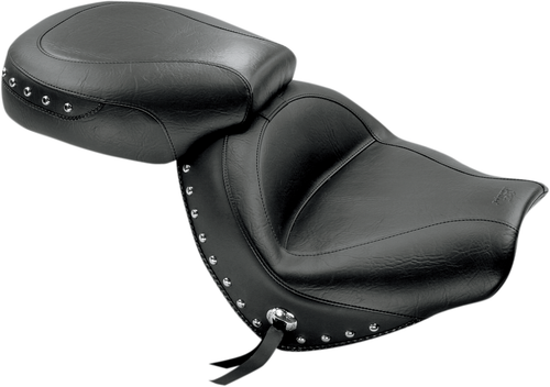 MUSTANG - 76190 - Seat - Wide - Touring - Without Backrest - Two- Piece - Chrome Studded - Black w/Conchos - VTX1300C
