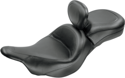 MUSTANG - 79631 - Seat - Vintage - Wide - Touring - With Driver Backrest - One-Piece - Smooth - Black - Vulcan