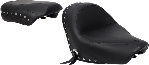 MUSTANG - 76520 - Seat - Wide - Touring - Without Backrest - Two-Piece - Chrome Studded - Black w/Conchos - 750Aero
