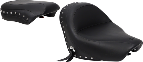 MUSTANG - 76520 - Seat - Wide - Touring - Without Backrest - Two-Piece - Chrome Studded - Black w/Conchos - 750Aero