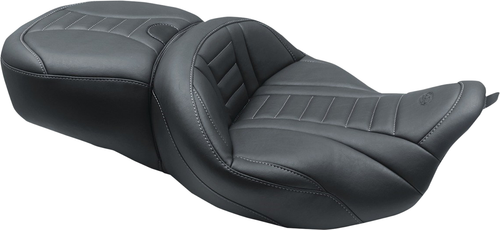 MUSTANG - 79006GM - One-Piece Deluxe Touring Seat - Black w/ Gun Metal Stitching - FL '08-'25