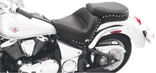 MUSTANG - 76126 - Seat - Wide - Touring - Without Backrest - One-Piece - Chrome Studded - Black w/Conchos - VN900