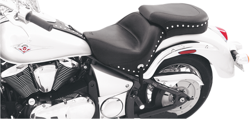 MUSTANG - 76126 - Seat - Wide - Touring - Without Backrest - One-Piece - Chrome Studded - Black w/Conchos - VN900
