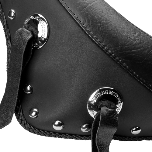 MUSTANG - 79120 - Wide Solo Seat - With Backrest - Black - Studded w/ Concho - FLST/FXST '00-'06