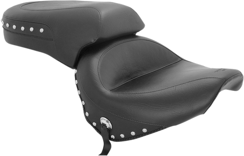 MUSTANG - 75266 - Seat - Wide - Touring - Without Backrest - Two-Piece - Chrome Studded - Black w/Conchos - XV650