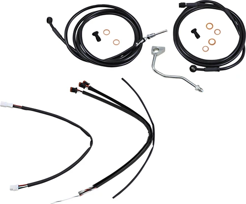 BURLY BRAND - B30-1185 - Complete Black Vinyl Handlebar Cable/Line Kit for Ape Hangers - 14" - ABS - '17-'20 Touring
