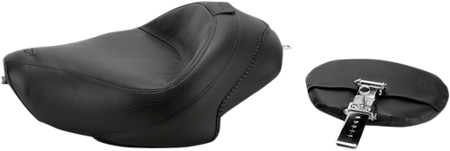 MUSTANG - 79429 - Wide Solo Seat - With Backrest - Vintage - Black - Smooth - XL '04-'21