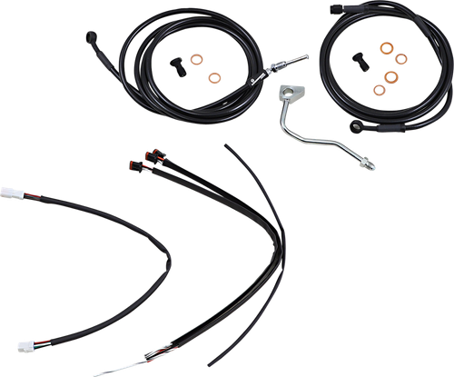 BURLY BRAND - B30-1186 - Complete Black Vinyl Handlebar Cable/Line Kit for Ape Hangers - 16" - ABS - '17-'20 Touring