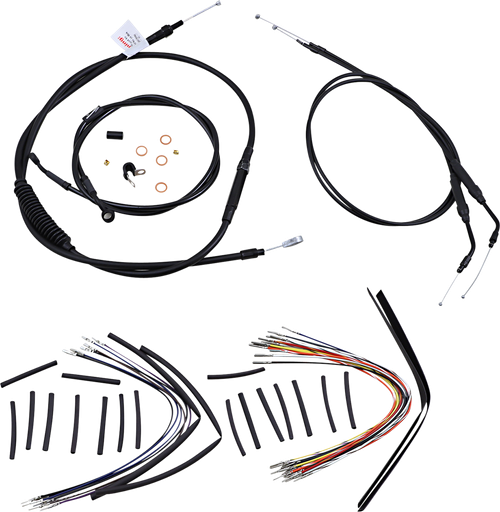 BURLY BRAND - B30-1137 - Jail Bar Cable Kit - 14" Handlebars - Black Vinyl - '04-'06 XL