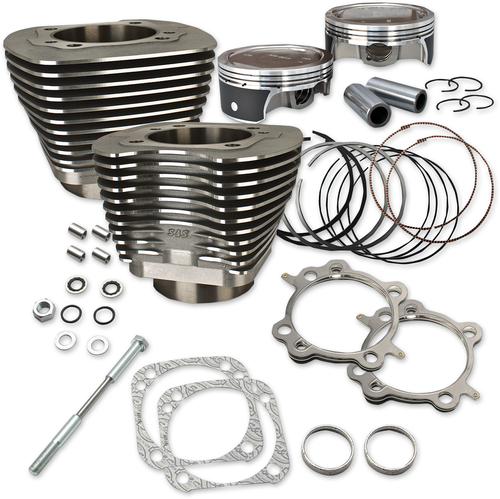 S&S CYCLE - 910-0338 - 124” Big Bore Cylinder Kit - Wrinkle Black - Twin Cam