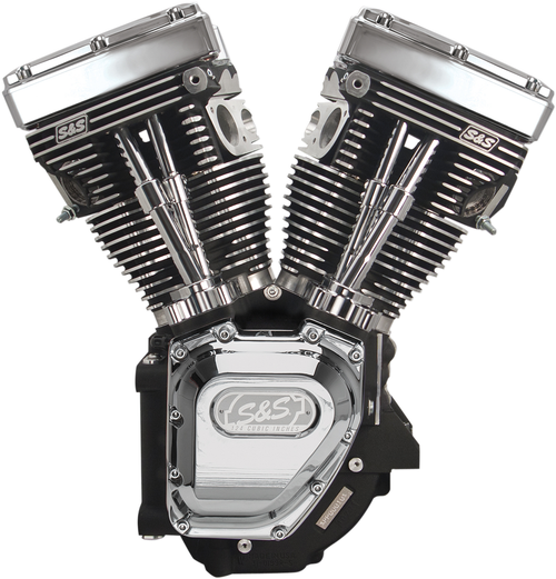 S&S CYCLE - 310-0282A - T124 Long Block Engine - Wrinkle Black with Chrome - Touring | Dyna