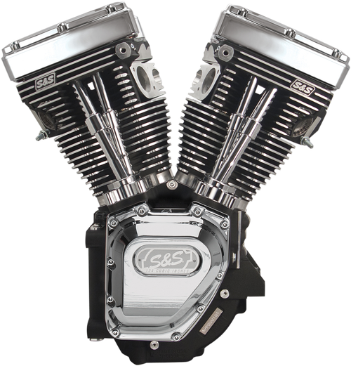 S&S CYCLE - 310-0326A - T124 Long Block Engine - Wrinkle Black and Chrome - Touring | Dyna