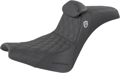 SADDLEMEN - SC818DB0 - Pro Series SDC Performance Seat - w/ Backrest - Lattice Stitch/Lumbar Gripper - FX/FL '18-'24