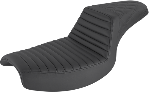 SADDLEMEN - 882-09-176 - Step-Up Seat - Front Tuck-n-Roll/Rear Lattice Stitch - Black