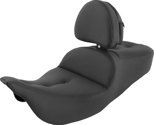 SADDLEMEN - 808-07B-181BR - Pillow-Top Roadsofa Seat - with Backrest - Black - FLH/FLT '08-'24