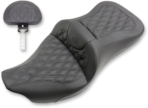 SADDLEMEN - 808-07B-184BR - Extended Reach Roadsofa Seat - Lattice Stitched - Backrest - FL '08-'24
