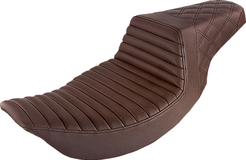 SADDLEMEN - 897-06-176BR - Step-Up Seat - Front Tuck-n-Roll/Rear Lattice Stitch - Brown