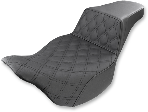 SADDLEMEN - 808-07B-172 - Step-Up Seat - Front Lattice Stitch - Black - FL '08-'24