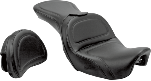SADDLEMEN - 806-04-0301 - Seat - Explorer - With Backrest - Stitched - Black - FLD/FXD '06-'17