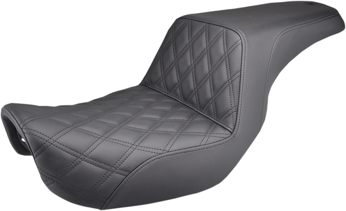 SADDLEMEN - 806-04-172 - Step-Up Seat - Front Lattice Stitch - Black - Dyna