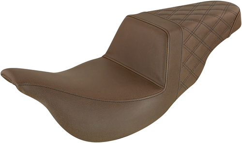 SADDLEMEN - 808-07B-173BREX - Step-Up Seat - Extended Reach - Rear Lattice Stitch - Brown - FL '08-'24