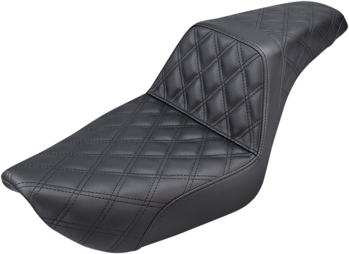 SADDLEMEN - 896-04-175 - Step-Up Seat - Full Lattice Stitch - Black - Dyna