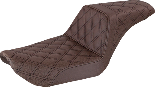 SADDLEMEN - 896-04-175BR - Step-Up Seat - Full Lattice Stitch - Brown - Dyna