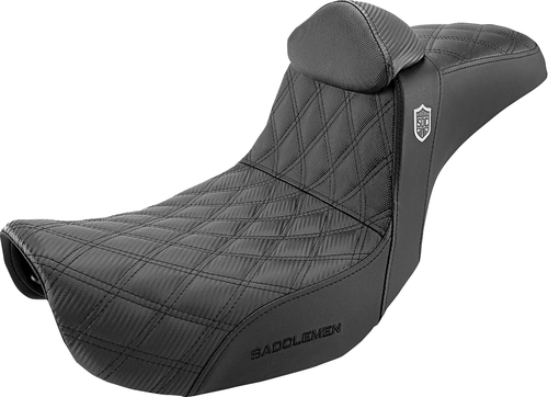 SADDLEMEN - SC81830DB0 - Pro Series SDC Performance Seat - w/ Backrest - Lattice Stitch/Lumbar Gripper - FLD/FXD '06-'17