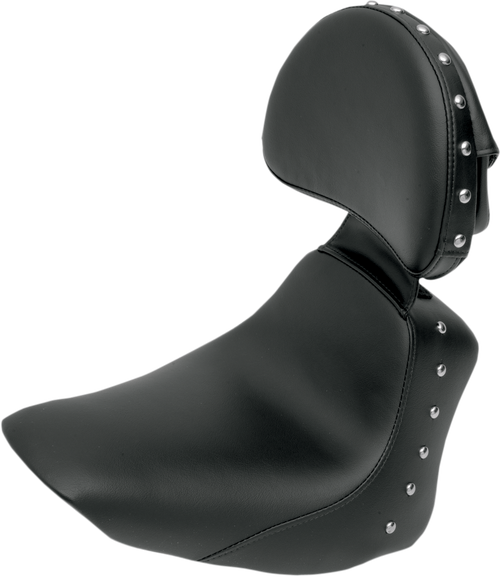 SADDLEMEN - 806-15-0031 - Heels Down Solo Seat - With Backrest - Studded - Black - FLSTC