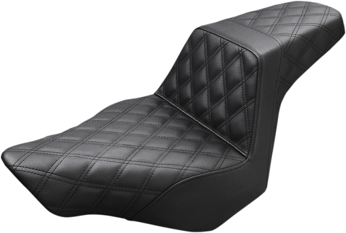 SADDLEMEN - 813-27-175 - Step-Up Seat - Full Lattice Stitch - Black - FXSB