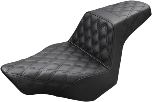 SADDLEMEN - 813-27-175 - Step-Up Seat - Full Lattice Stitch - Black - FXSB