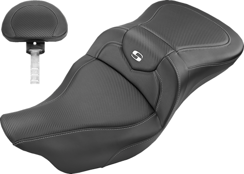 SADDLEMEN - 808-07B-185BR - Roadsofa Seat - Carbon Fiber - with Backrest - FL '08-'24