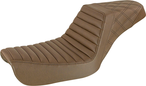 SADDLEMEN - 804-04-176BR - Step-Up Seat - Front Tuck-n-Roll/Rear Lattice Stitch - Brown - FXD