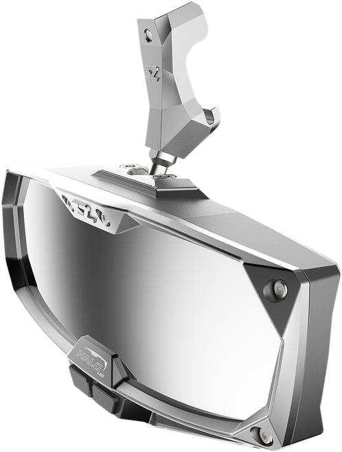 SEIZMIK - 56-18023 - Mirror - Halo R - Rear View w/LED Cabin Light - Rectangle - Silver w/Silver Bezel - Can Am Defender