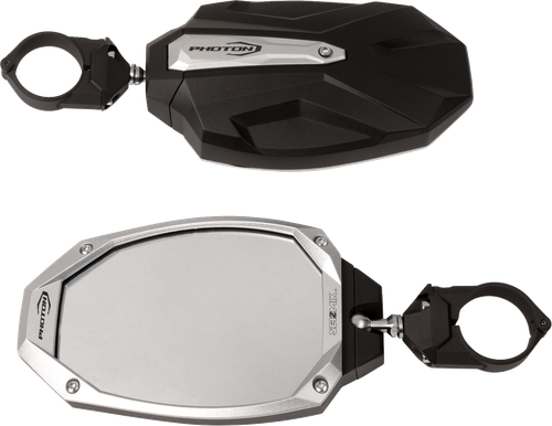SEIZMIK - 56-18107 - Mirrors - Photon - Side View - Oval - Black/Silver - 1.75” ROPS - Pair